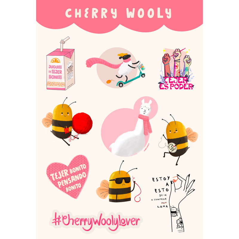 Ilustraciones Cherry Wooly - Pack stickers