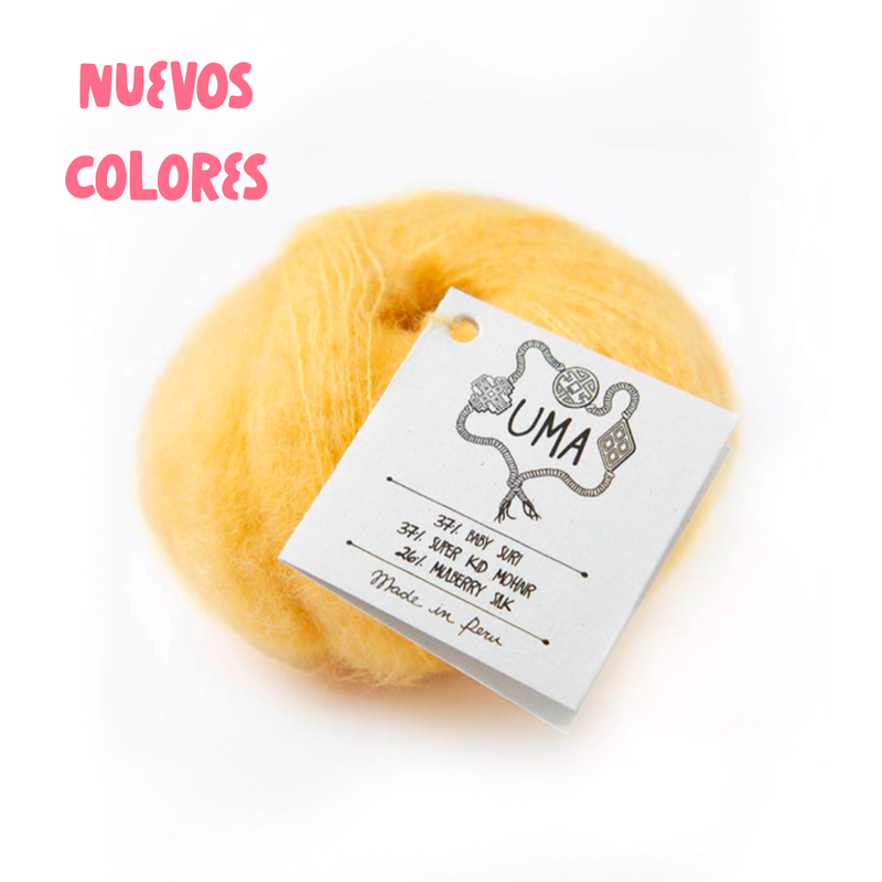 Uma (37 % Baby Suri - 37 % Super Kid Mohair - 26 % Seda morera)