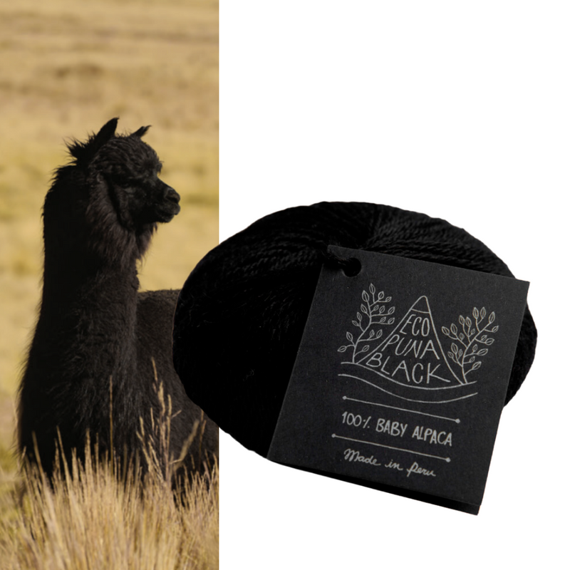 ECO PUNA BLACK (100% baby alpaca sin tintura) LUXURY YARN